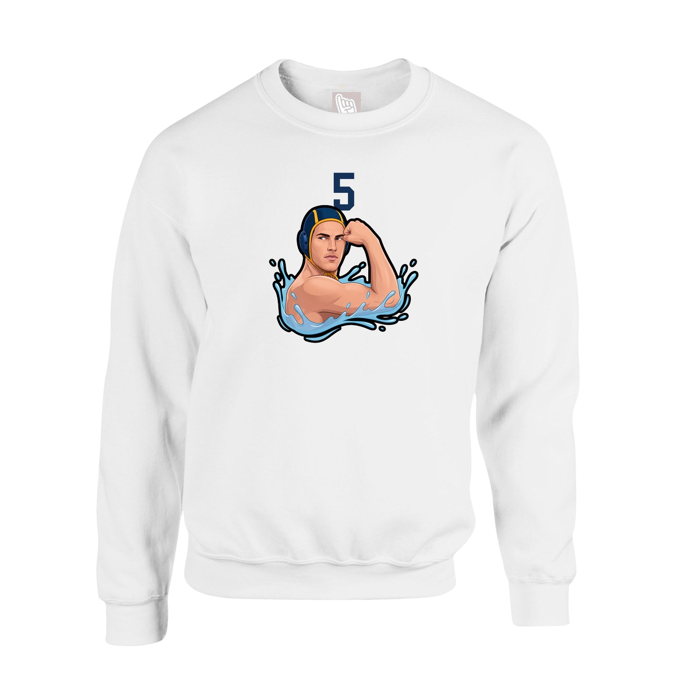 Fleece Crew — Number Top in White