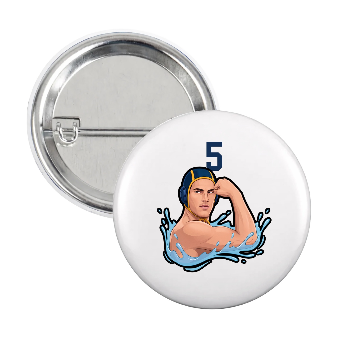 Game Day Button — Number Top in White