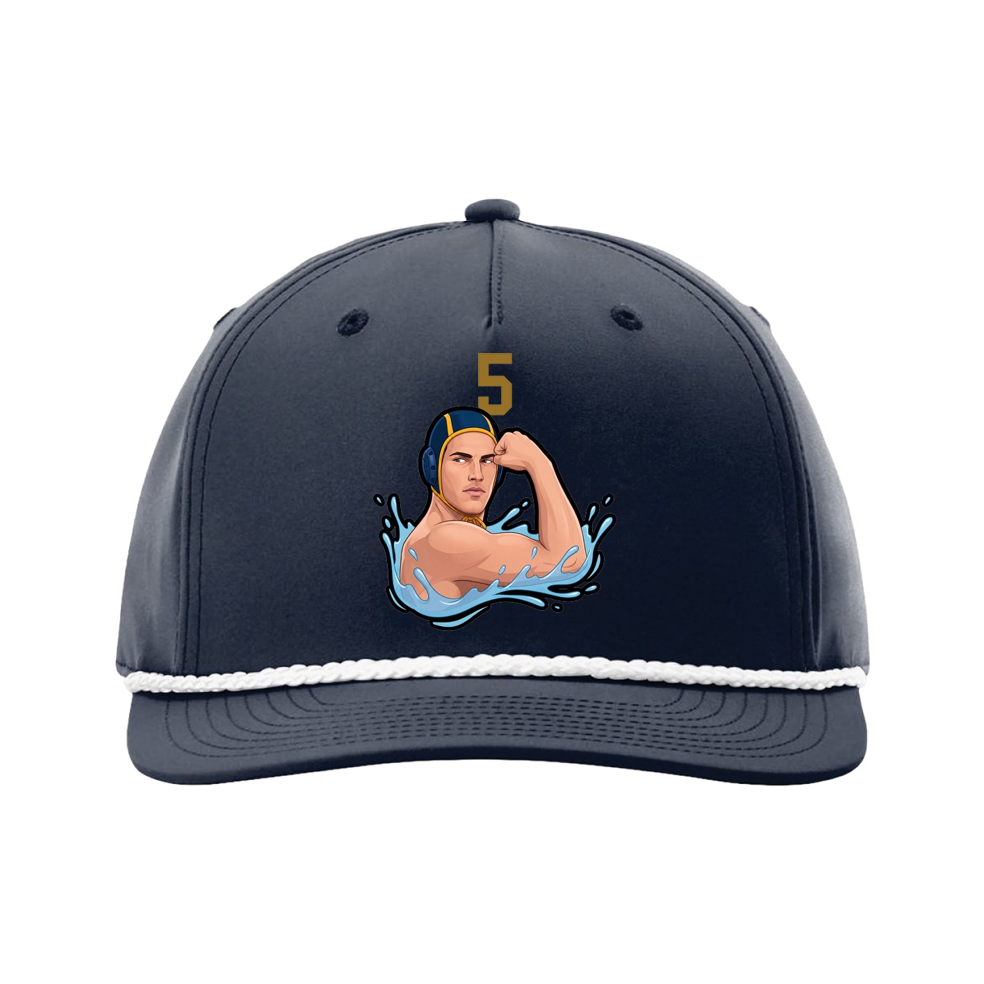 Five-Panel Classic Rope Cap — Number Top in Navy