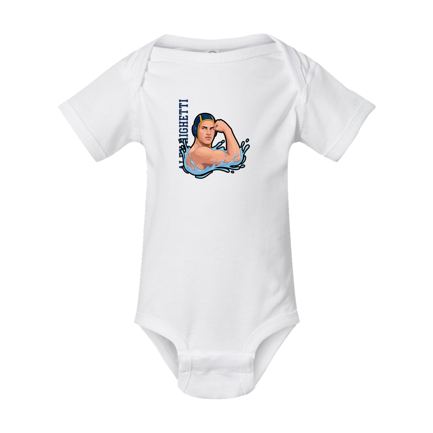 Baby Onesie — Name Vertical in White