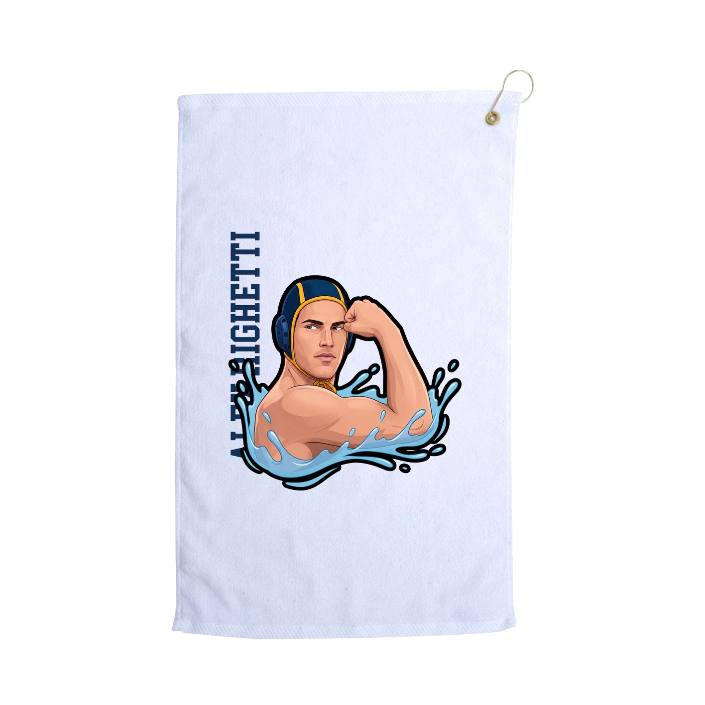 Golf Towel — Name Vertical in White