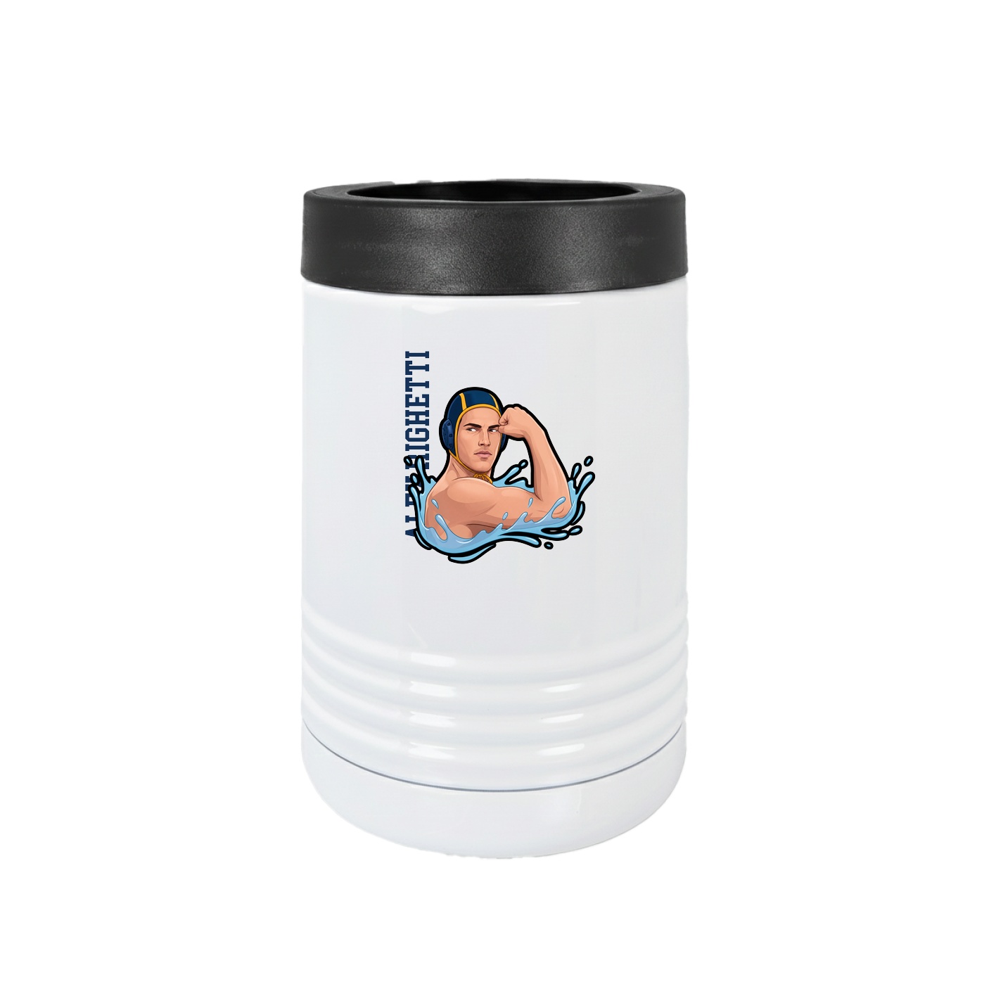 Beverage Holder — Name Vertical in White