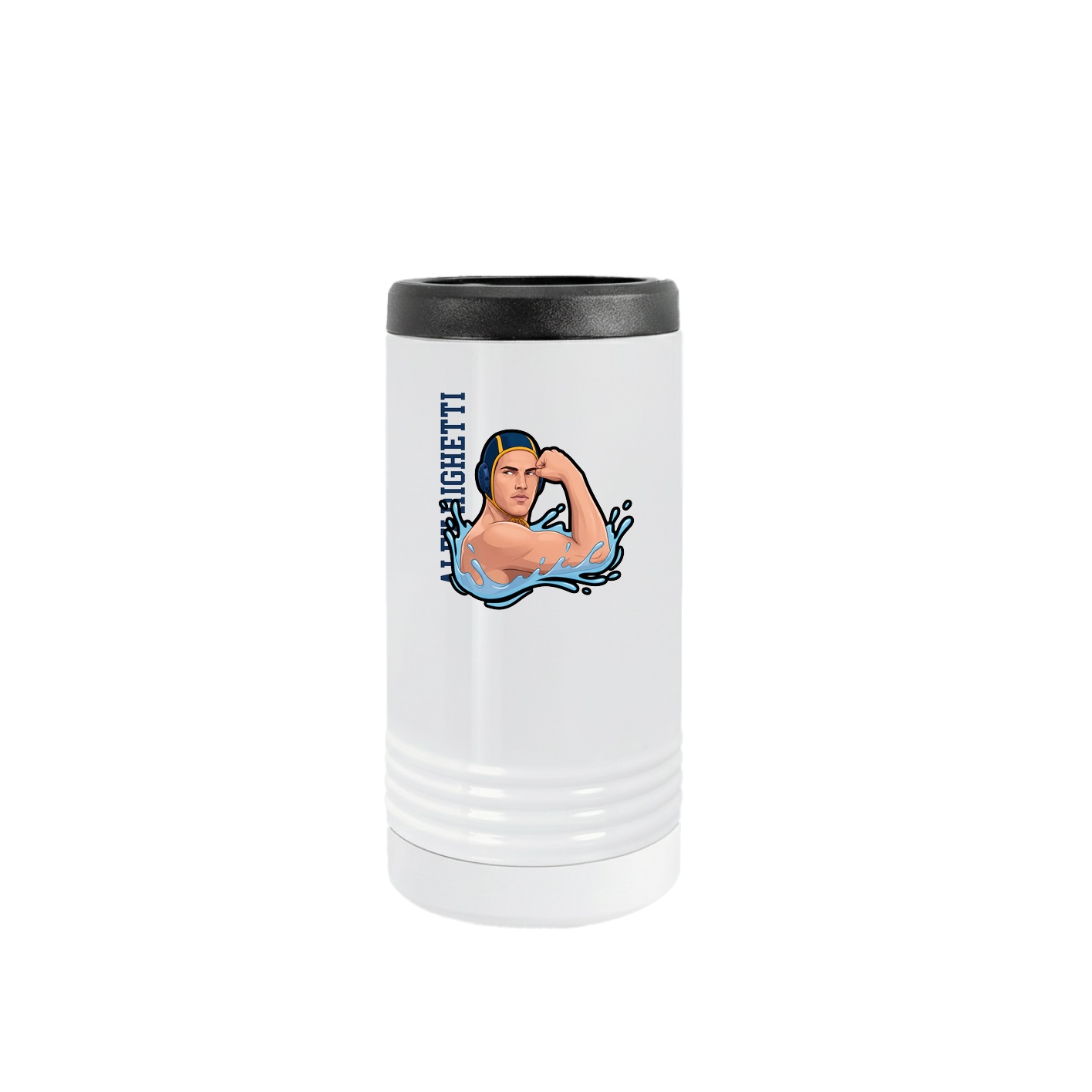 Slim Beverage Holder — Name Vertical in White