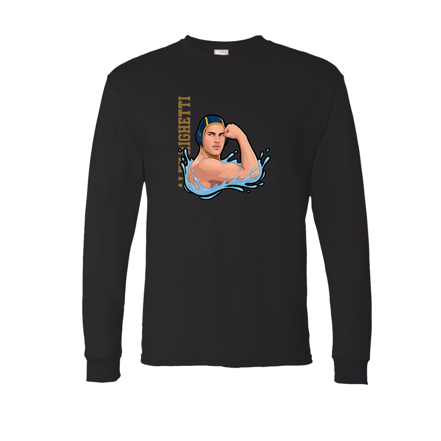 Long Sleeve Tee — Name Vertical in Black