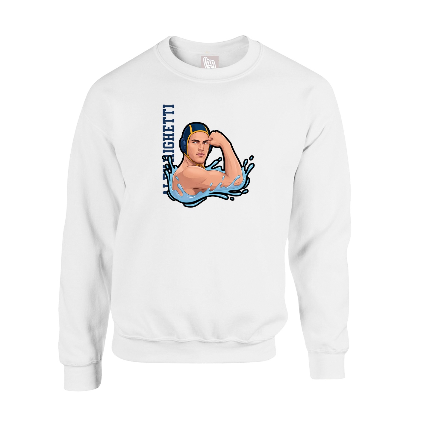 Fleece Crew — Name Vertical in White