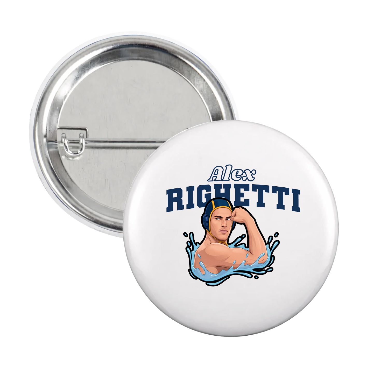 Game Day Button — Name Arch in White