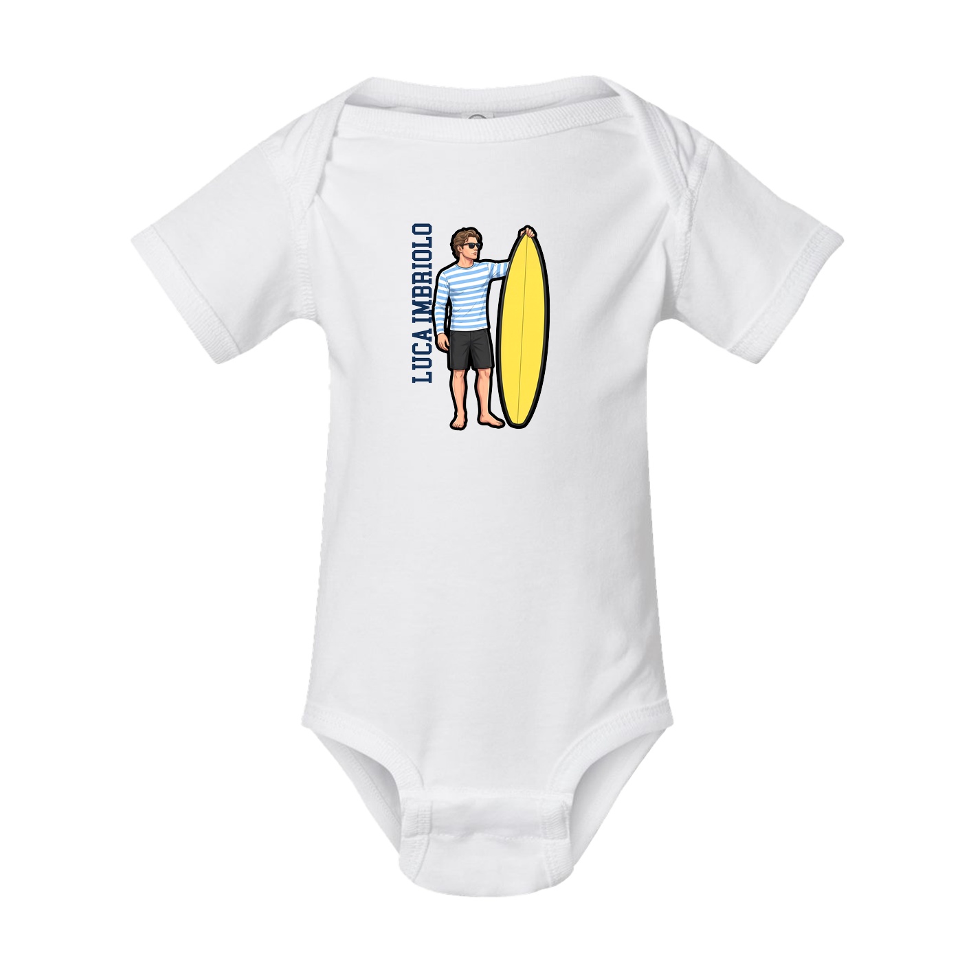 Baby Onesie — Name Vertical in White