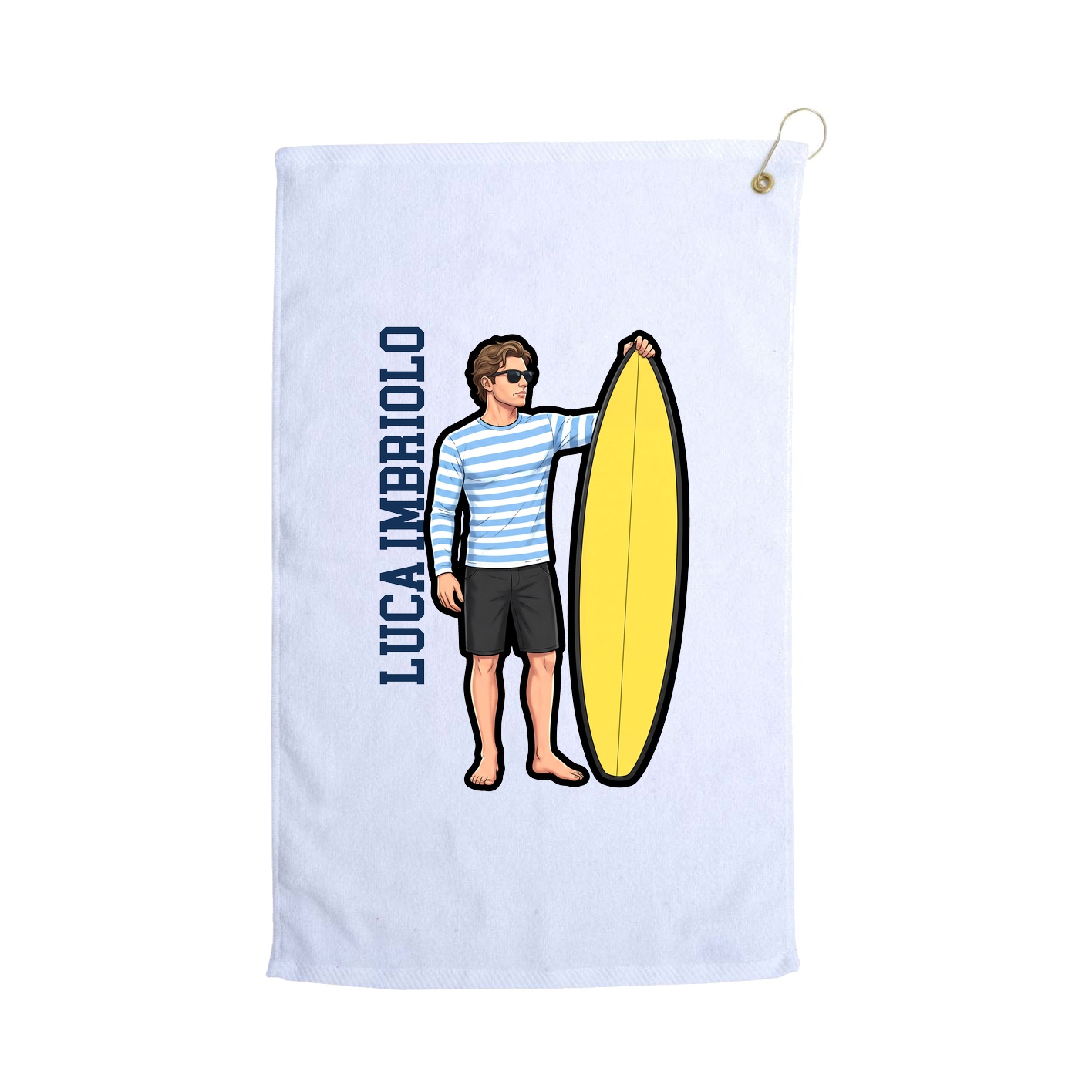 Golf Towel — Name Vertical in White