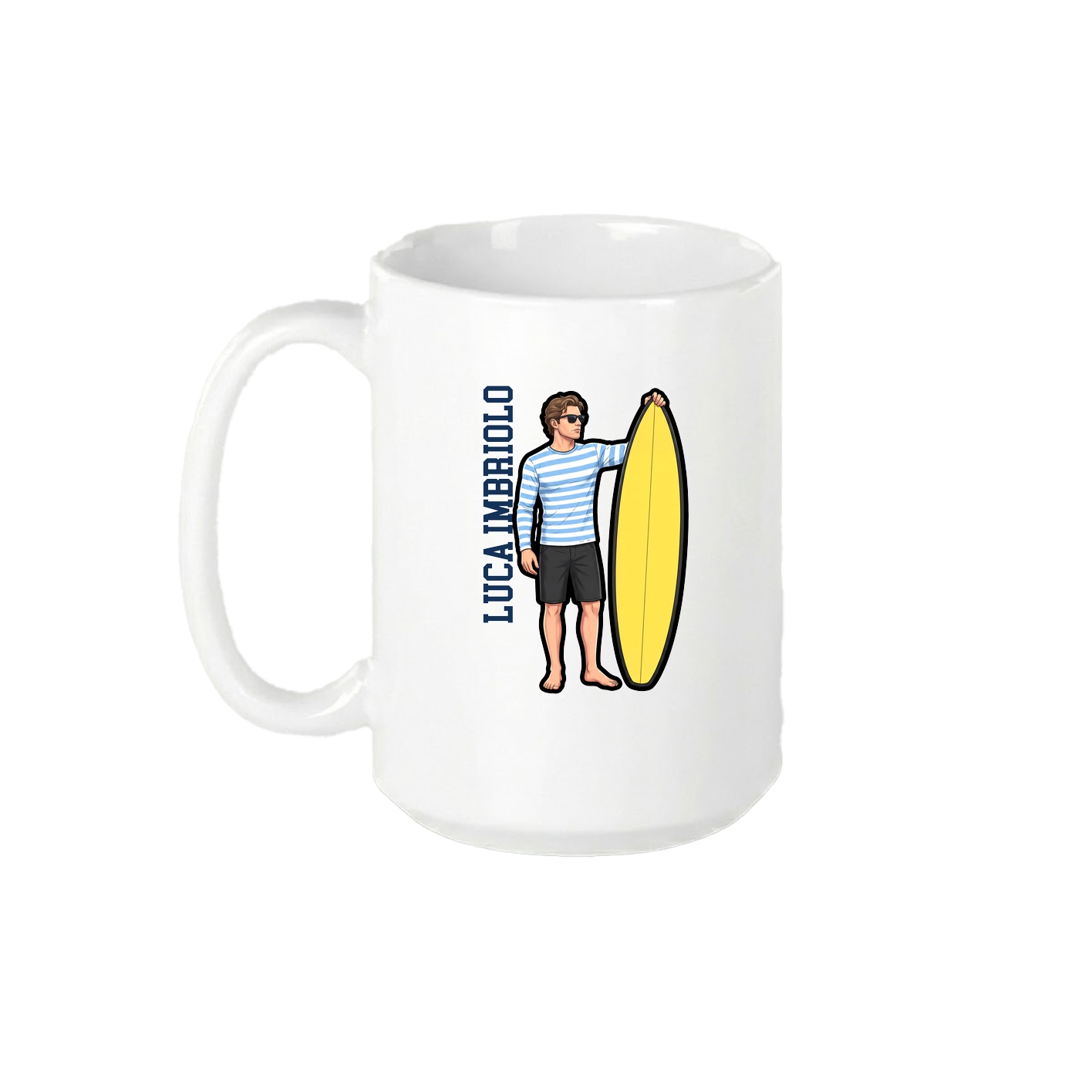 15oz Coffee Mug — Name Vertical in White