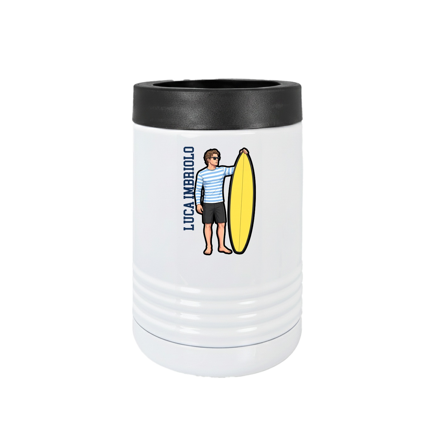 Beverage Holder — Name Vertical in White