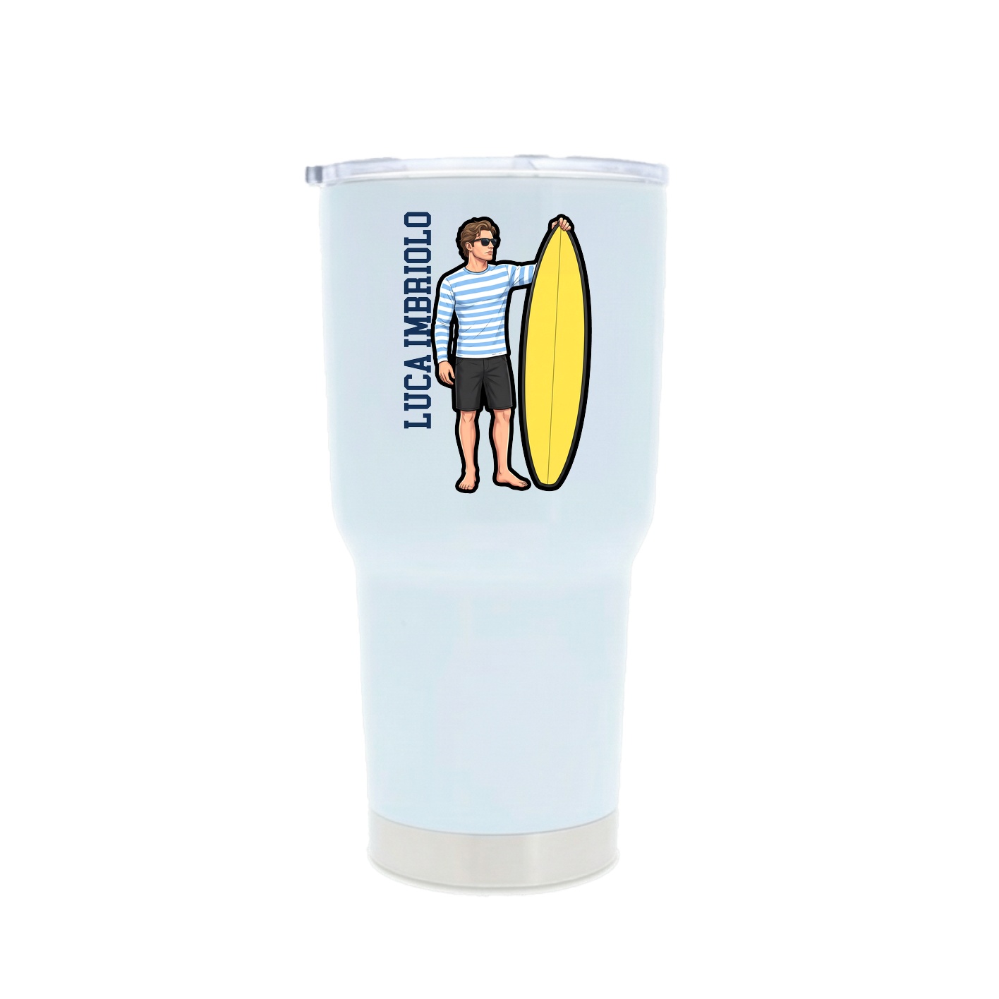 30oz Stainless Steel Tumbler — Name Vertical in White
