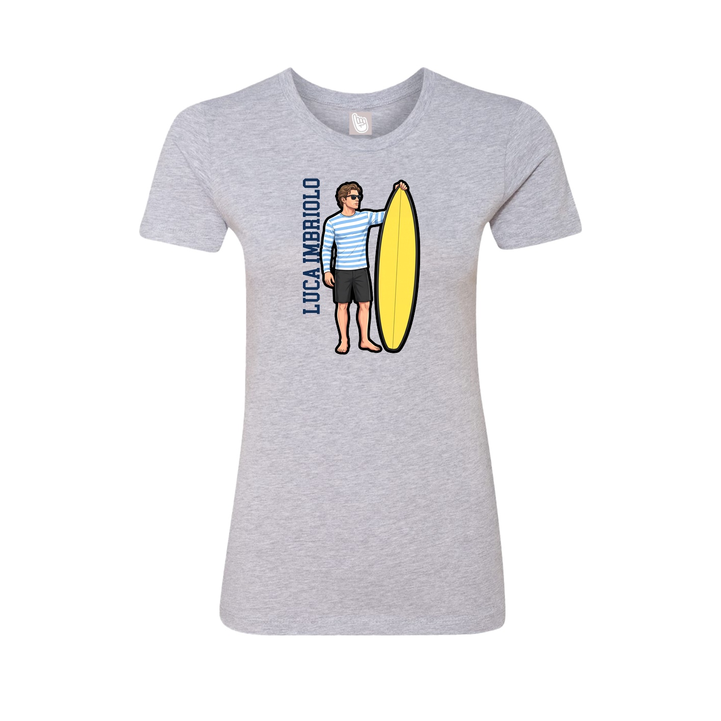 Fitted Women's Tee — Name Vertical in Grey