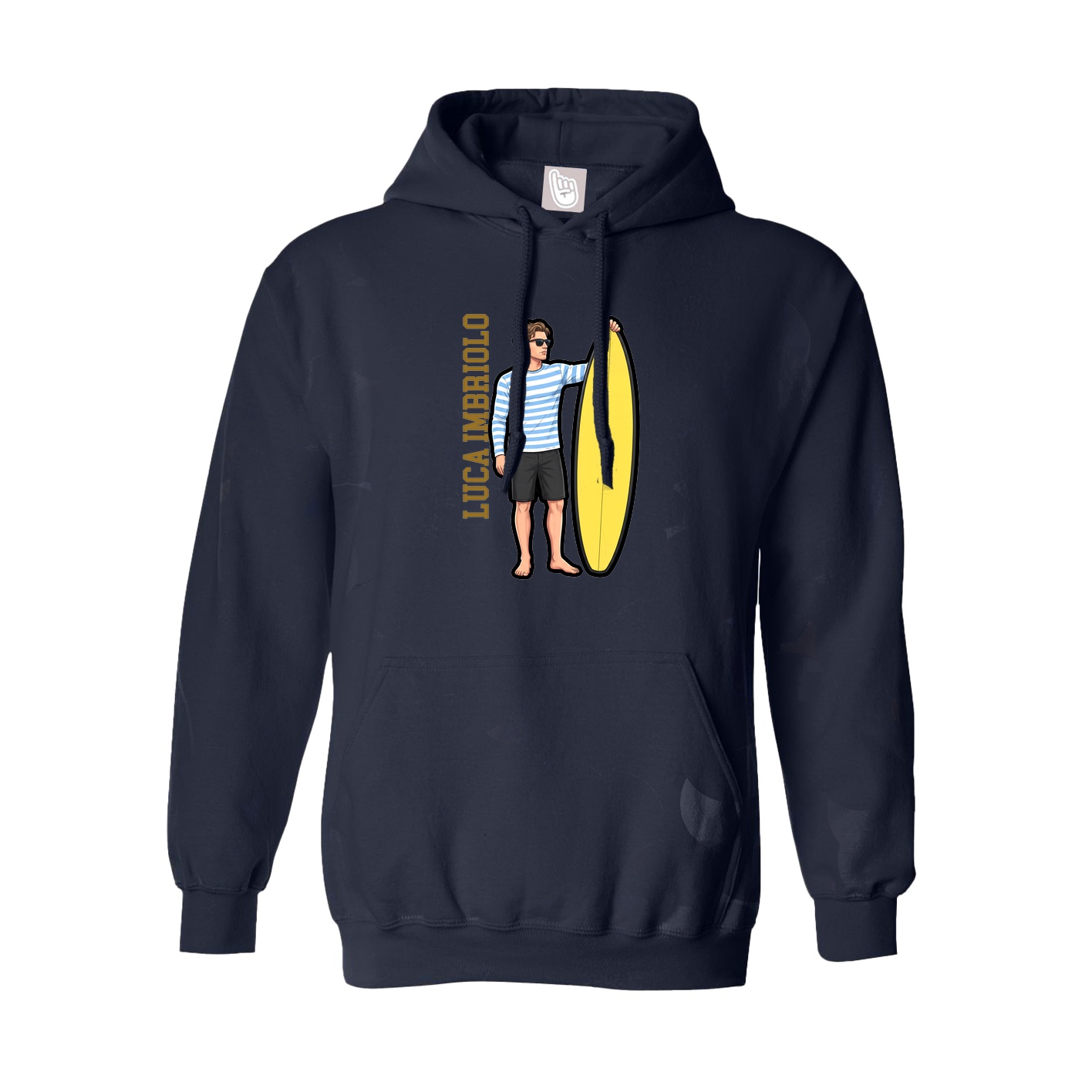 Hoodie — Name Vertical in Navy