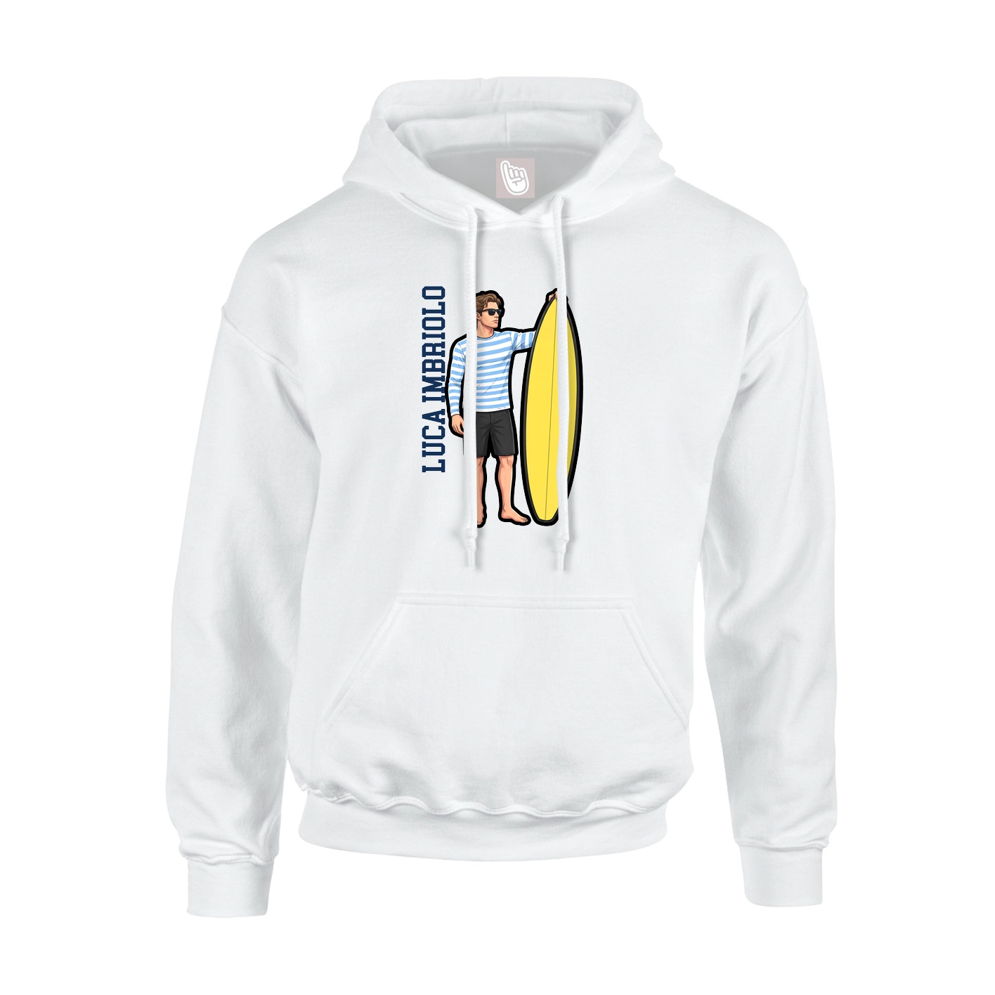 Youth Hoodie — Name Vertical in White