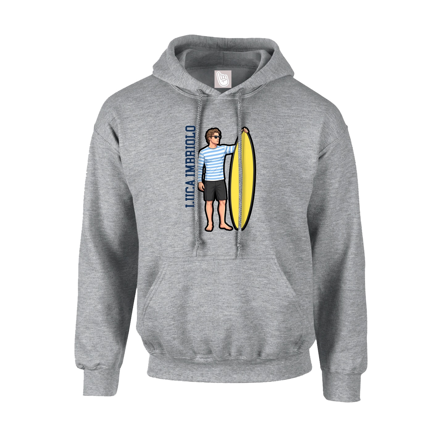 Youth Hoodie — Name Vertical in Grey
