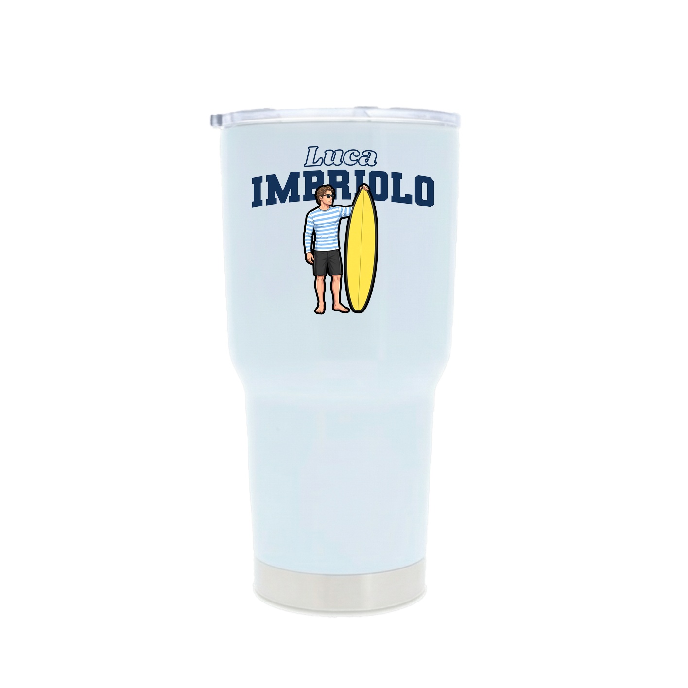 30oz Stainless Steel Tumbler — Name Arch in White