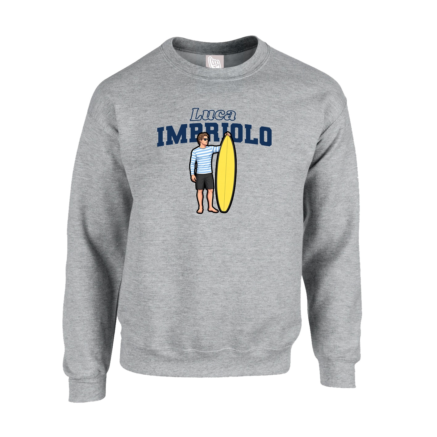 Fleece Crew — Name Arch in Grey