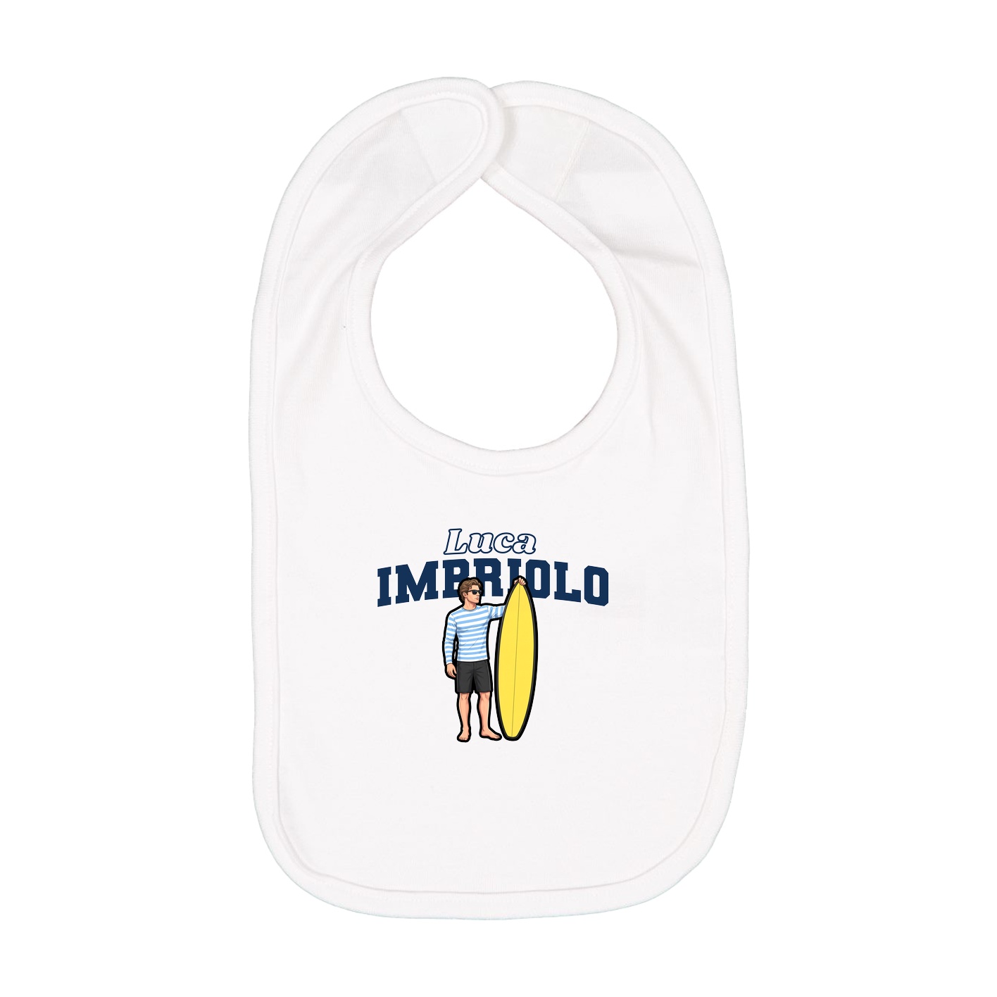 Infant Bib — Name Arch in White