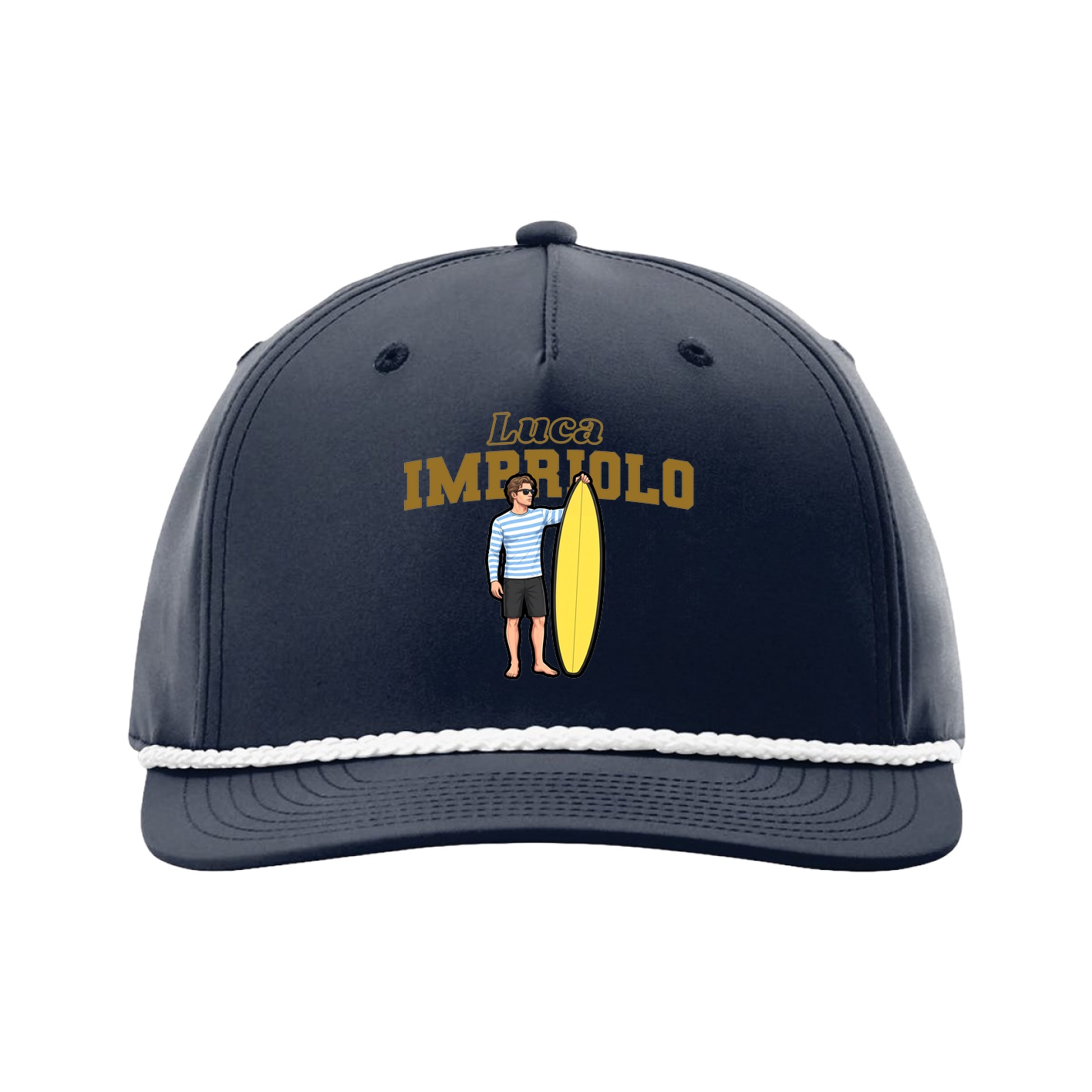 Five-Panel Classic Rope Cap — Name Arch in Navy