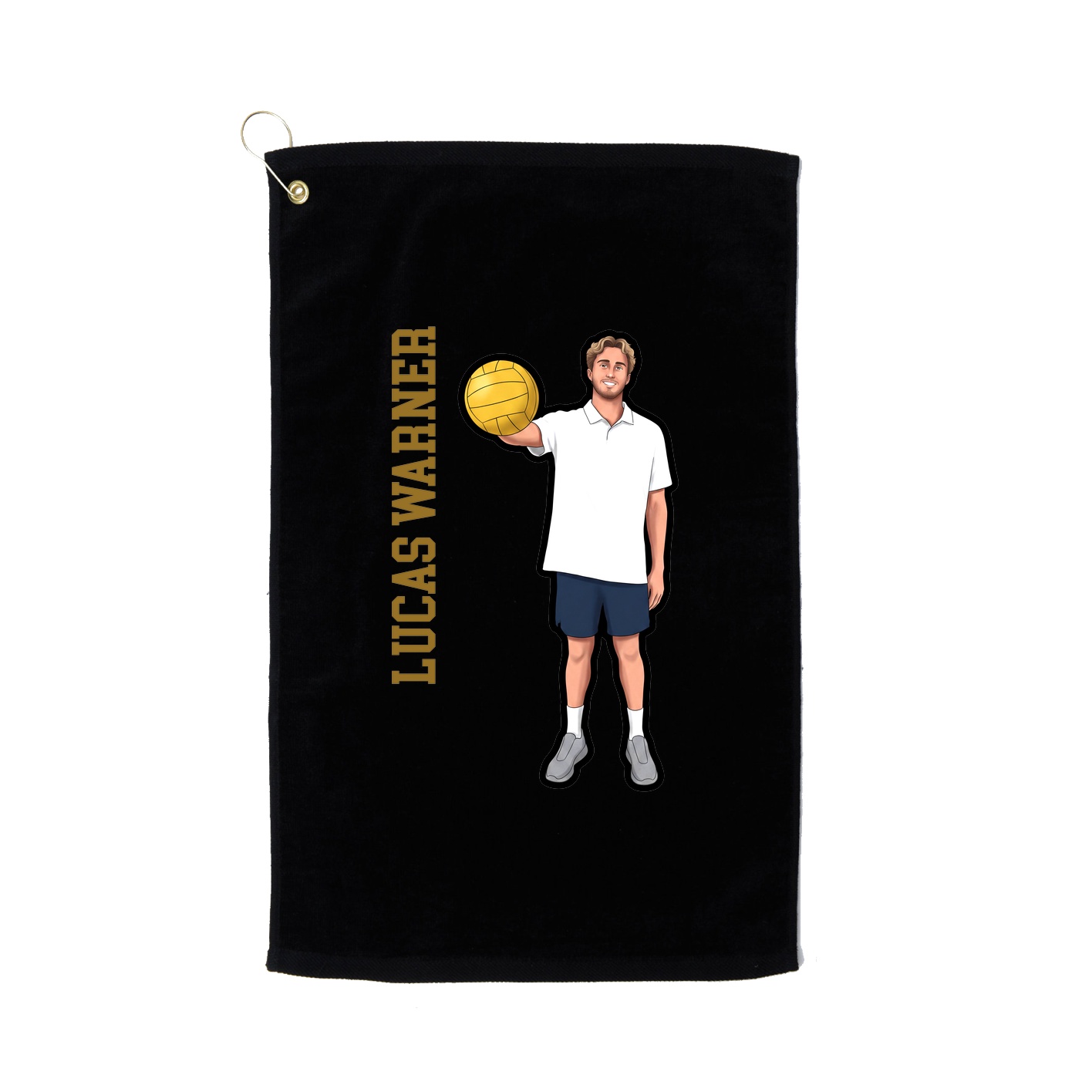 Golf Towel — Name Vertical in Black