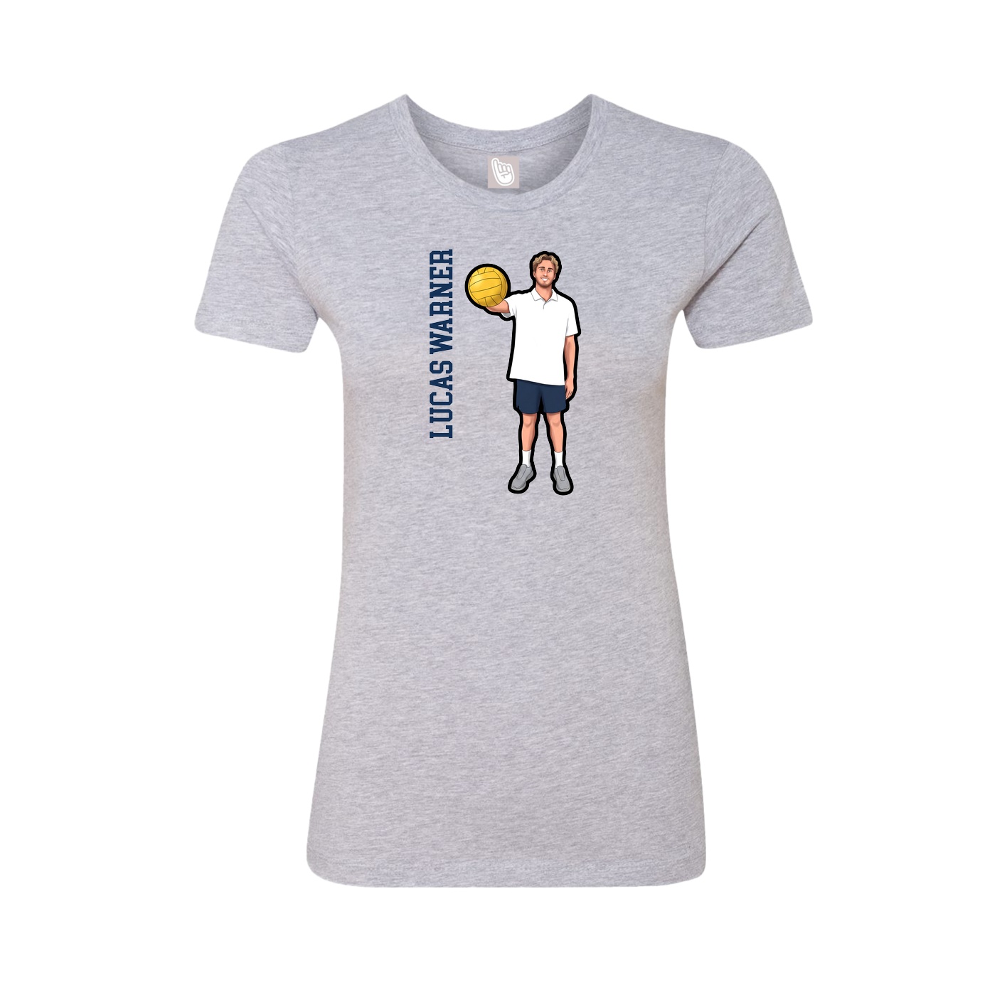 Fitted Women's Tee — Name Vertical in Grey