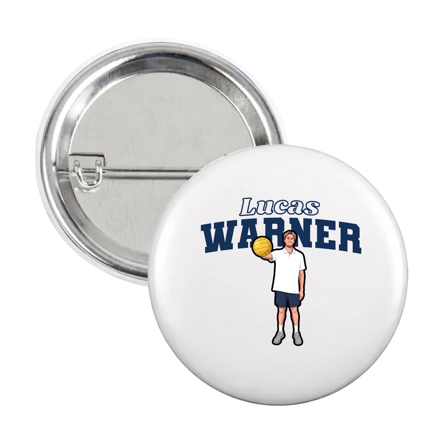 Game Day Button — Name Arch in White