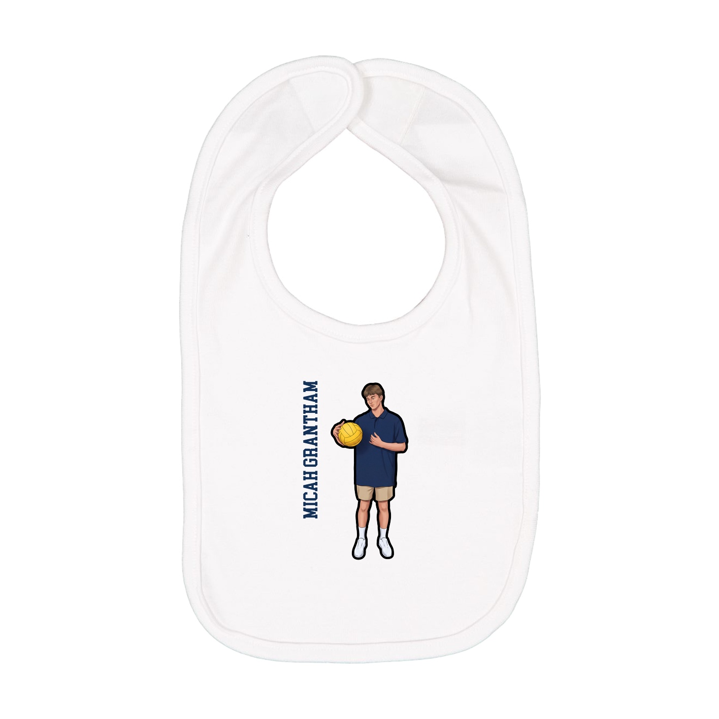 Infant Bib — Name Vertical in White