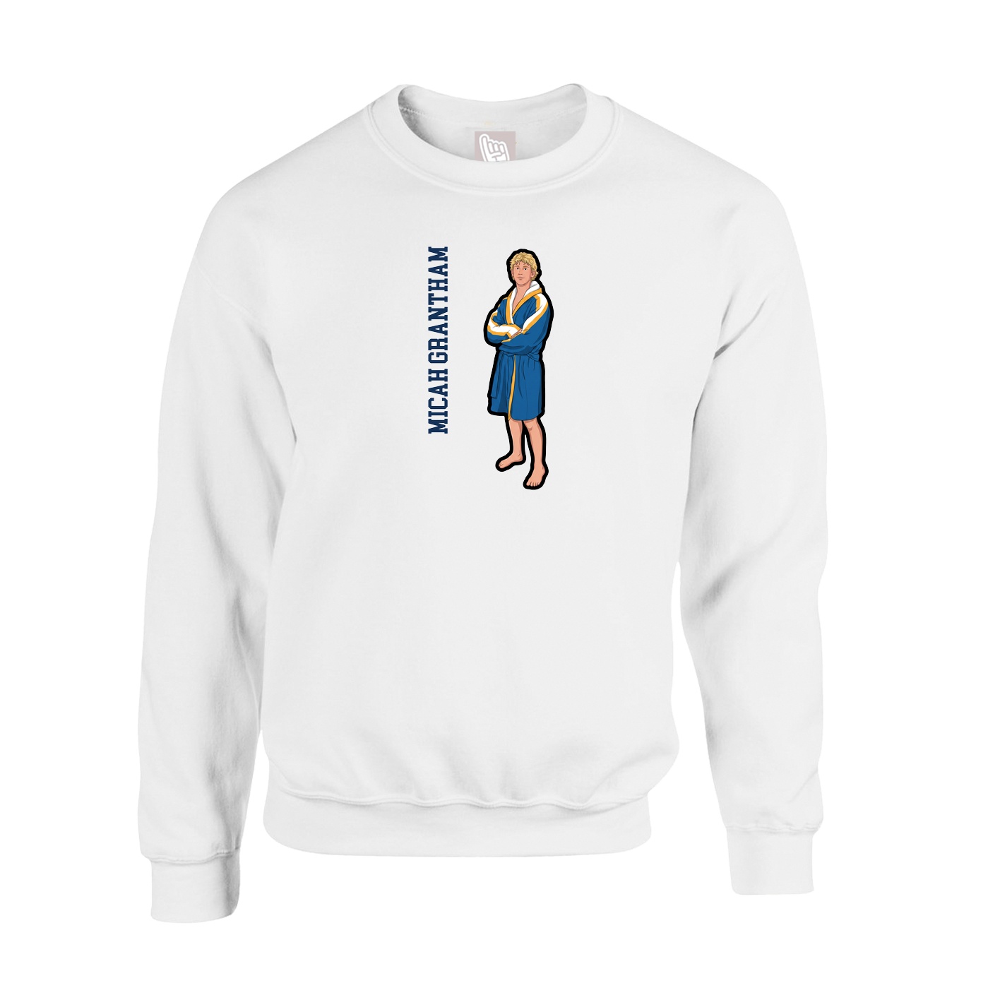 Fleece Crew — Name Vertical in White