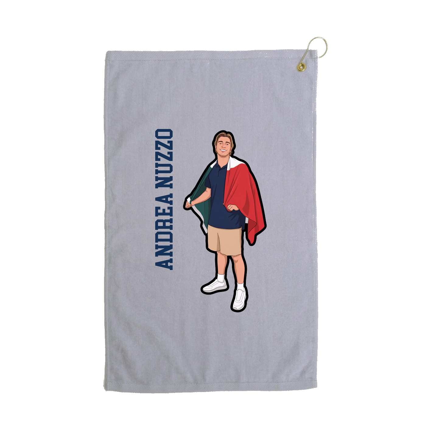 Golf Towel — Name Vertical in Grey
