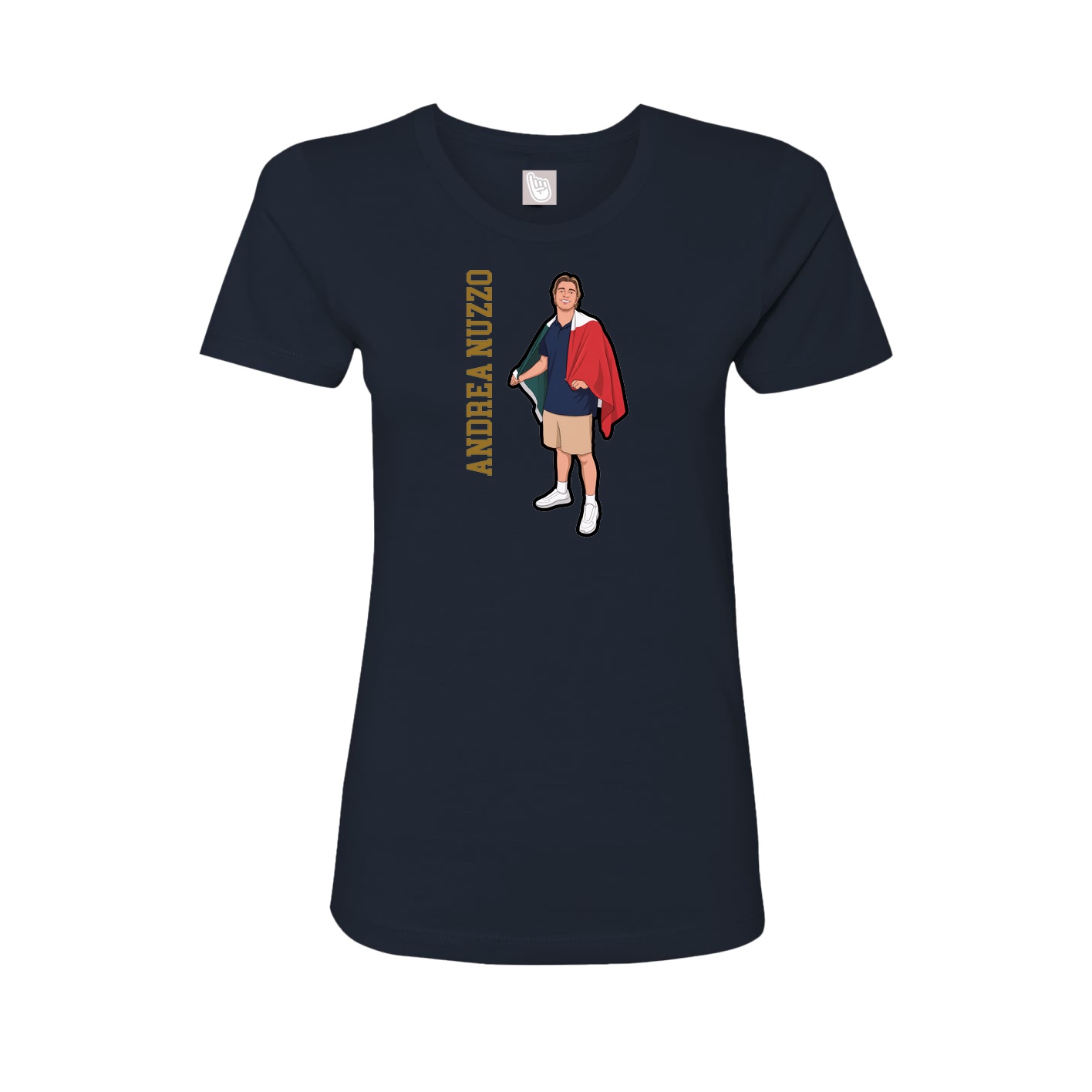 Fitted Women's Tee — Name Vertical in Navy