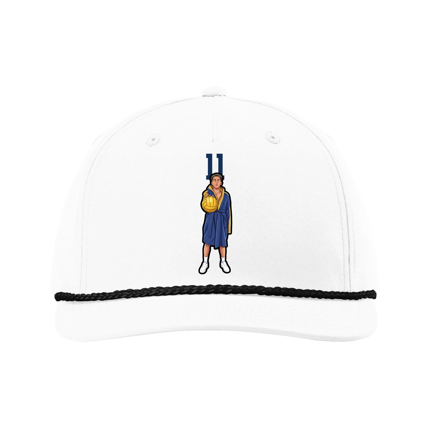 Five-Panel Classic Rope Cap — Number Top in White