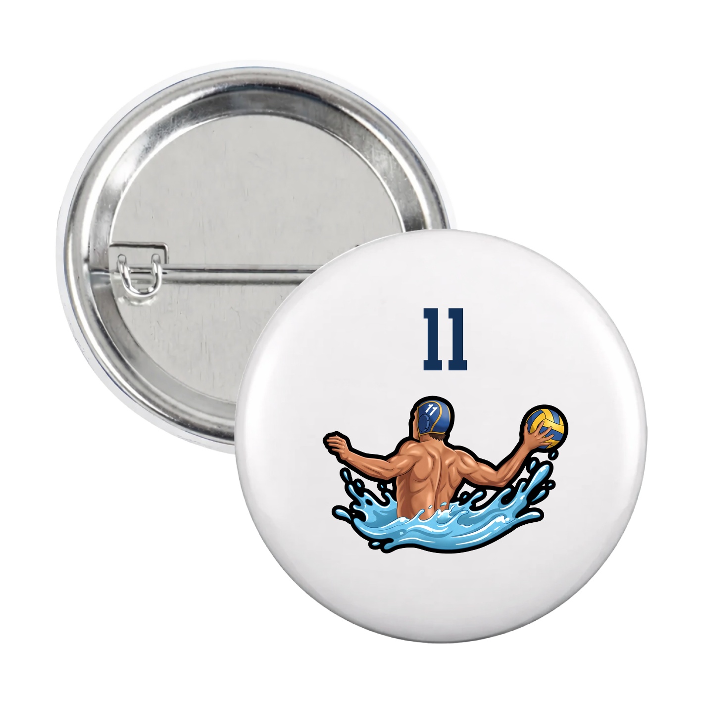 Game Day Button — Number Top in White