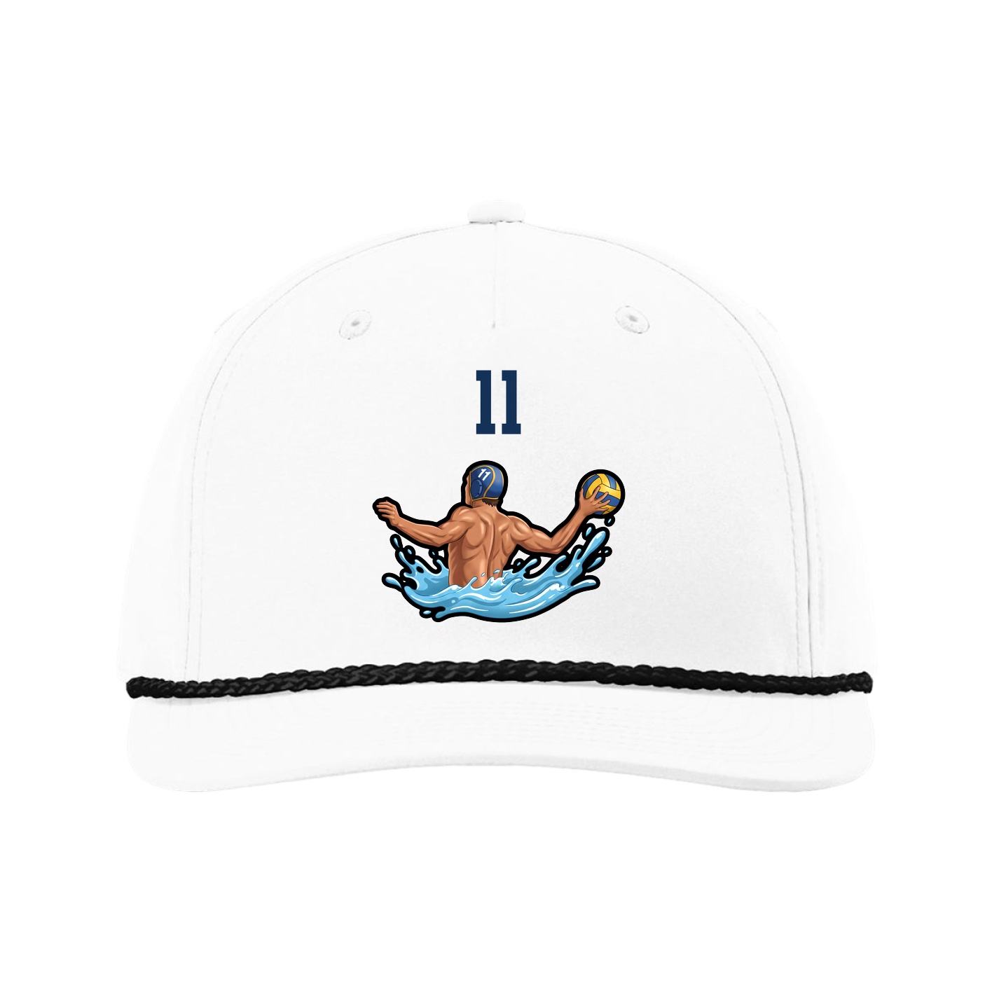 Five-Panel Classic Rope Cap — Number Top in White