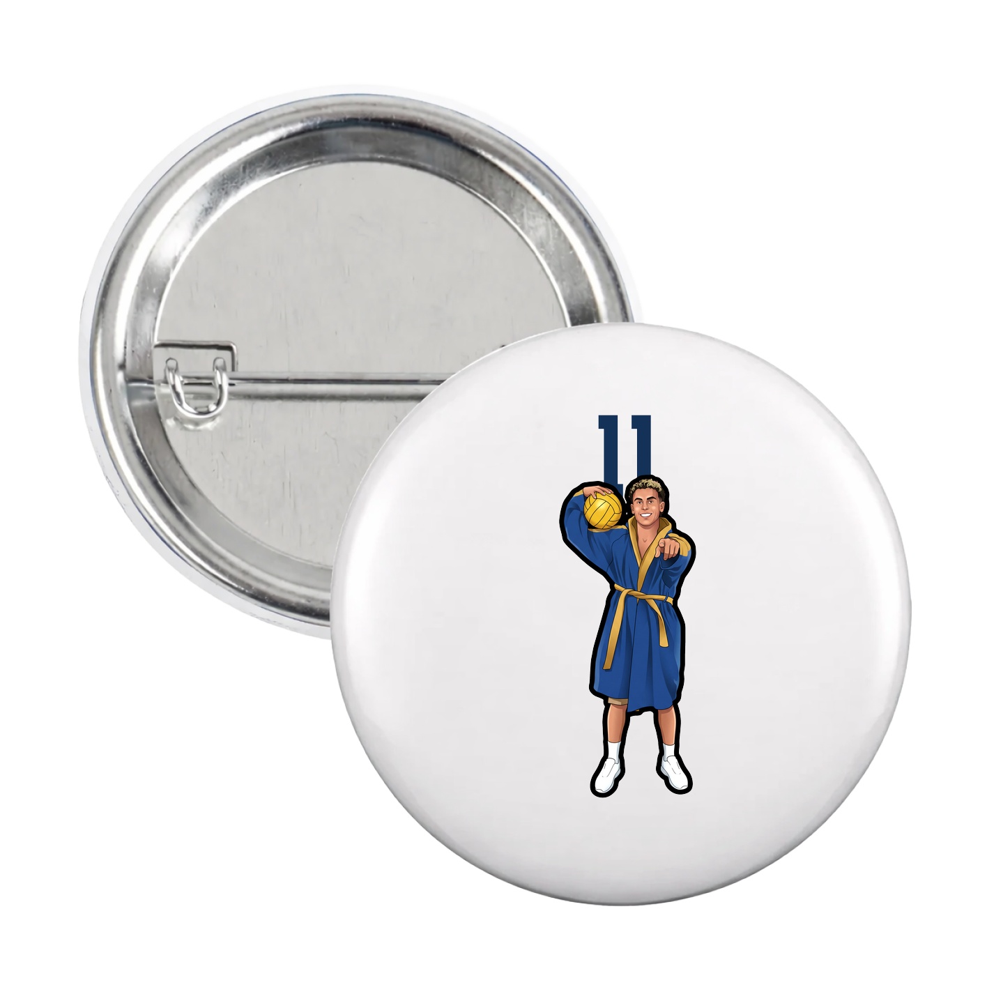 Game Day Button — Number Top in White