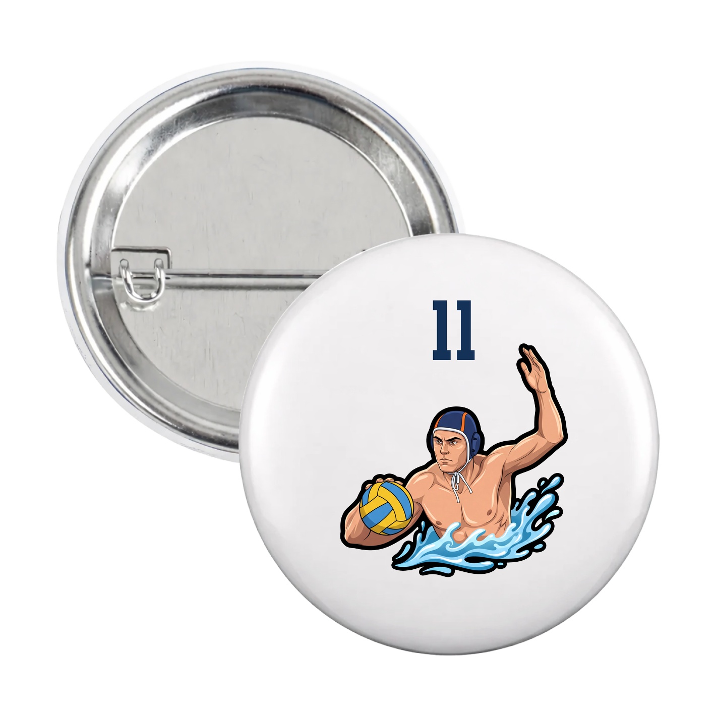 Game Day Button — Number Top in White