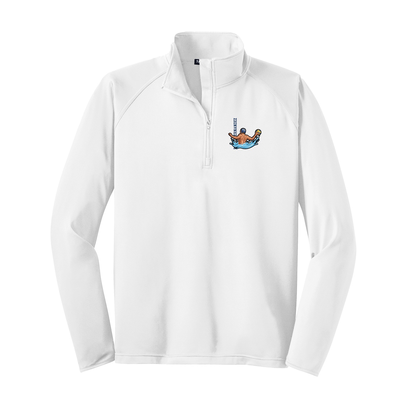 Q-Zip Pullover — Name Vertical in White