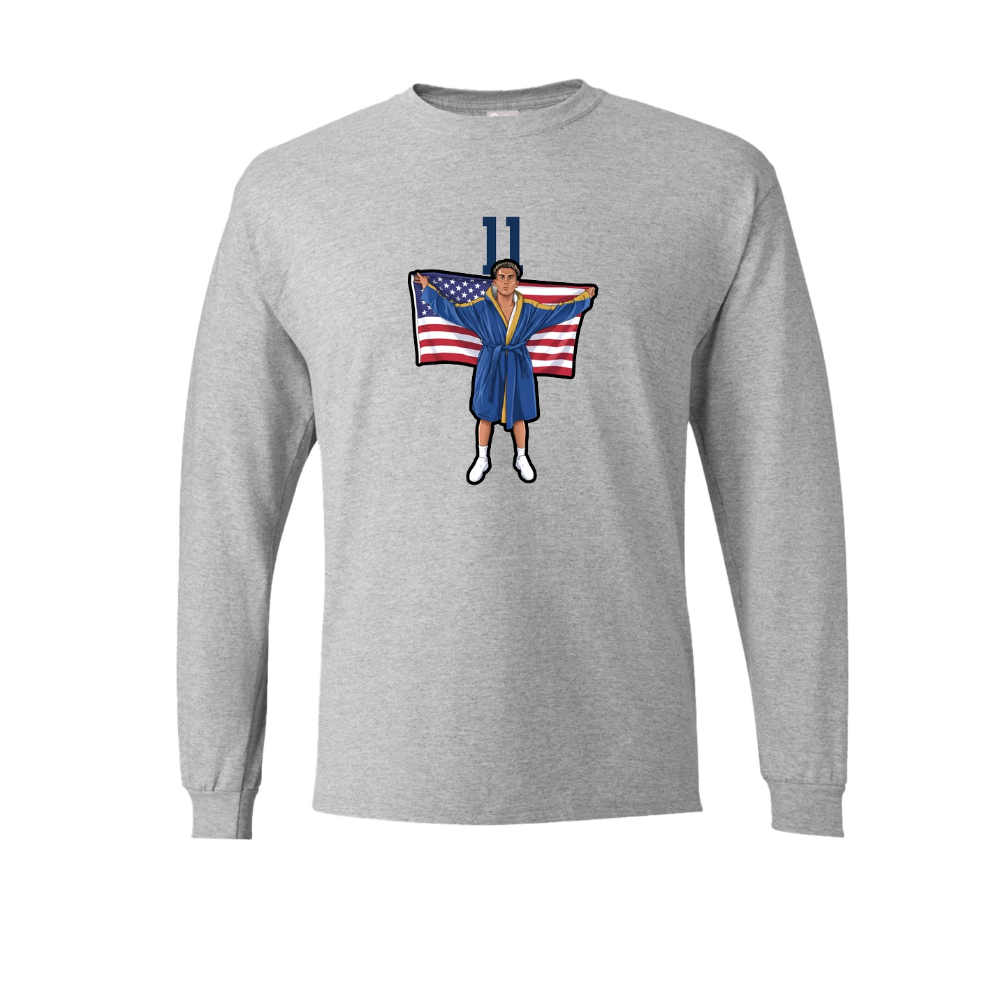 Long Sleeve Tee — Number Top in Grey