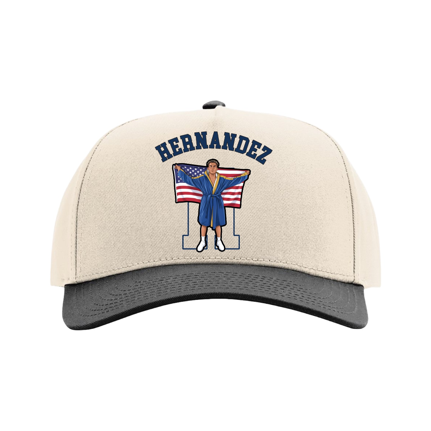 Full Fabric Five-Panel Champ Cap — Shirsey Arch in Cream/Black