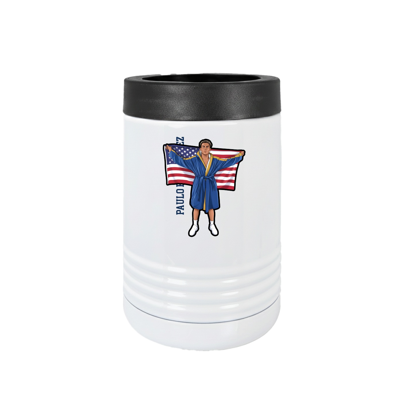 Beverage Holder — Name Vertical in White