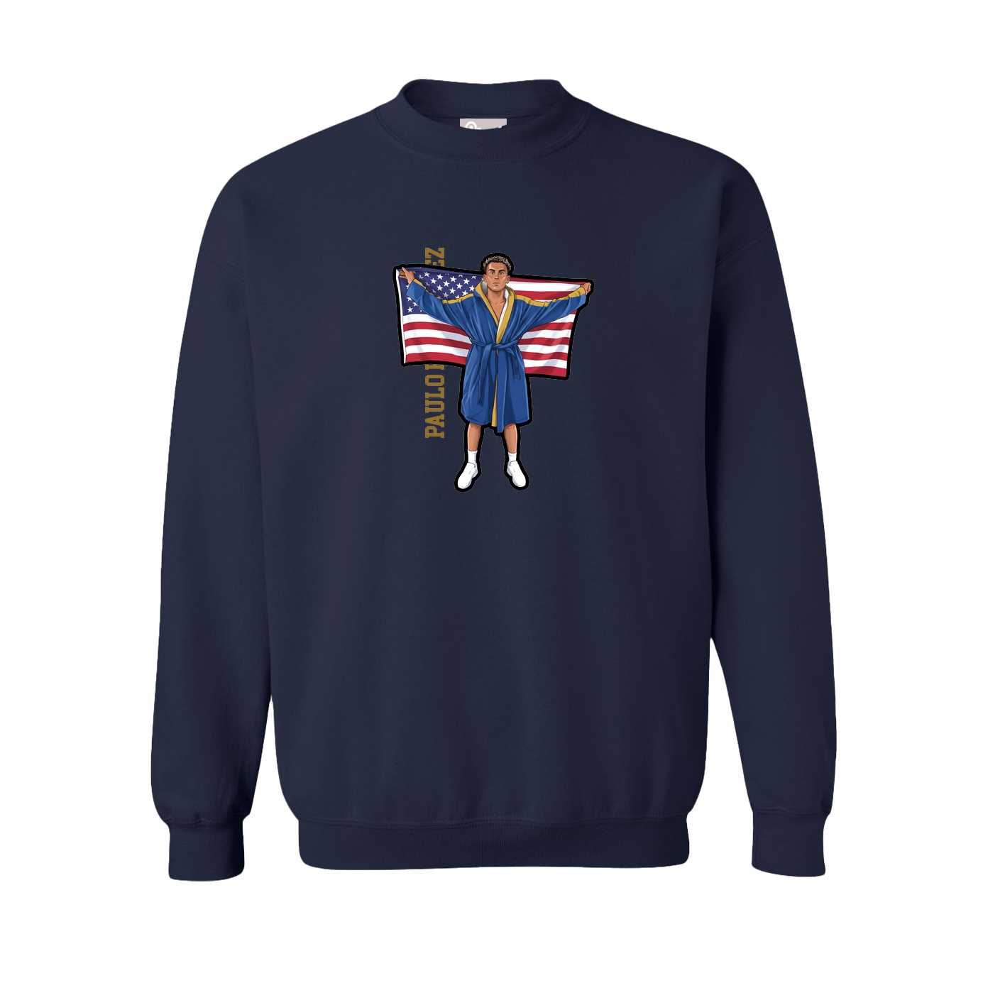 Fleece Crew — Name Vertical in Navy