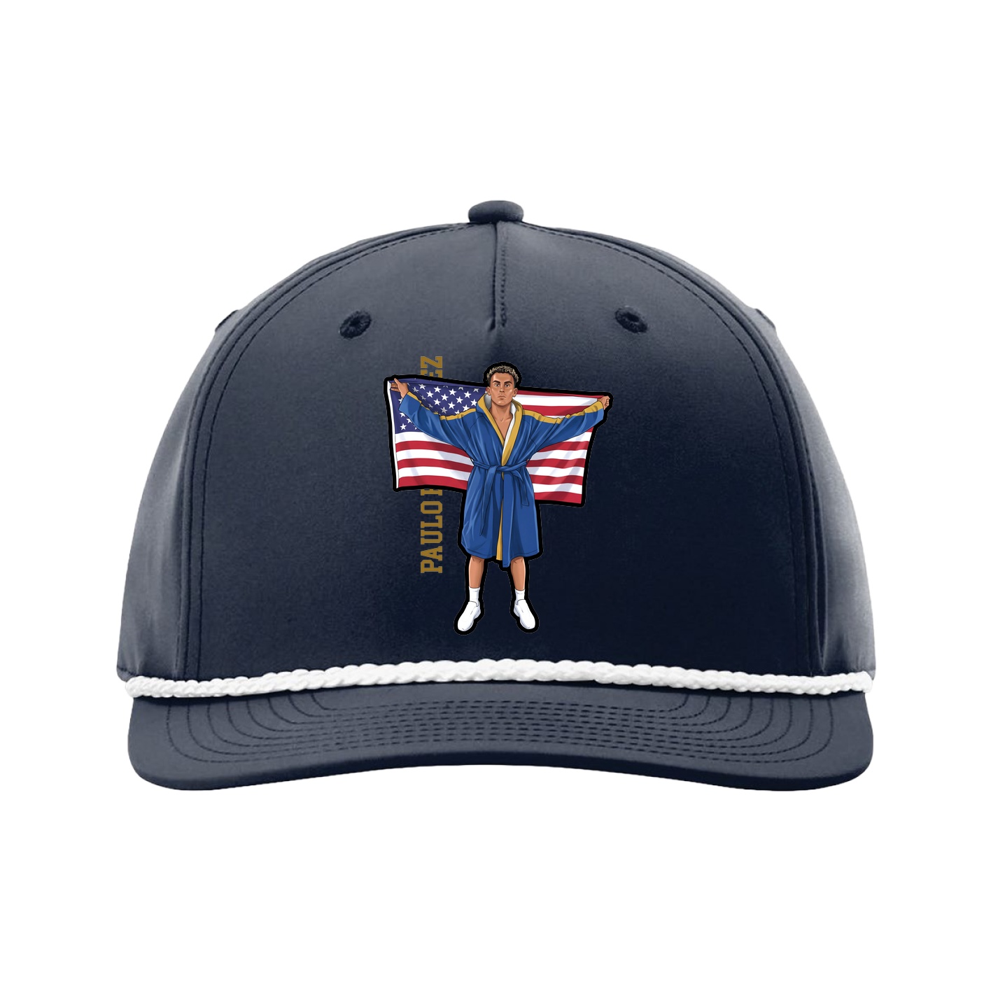 Five-Panel Classic Rope Cap — Name Vertical in Navy
