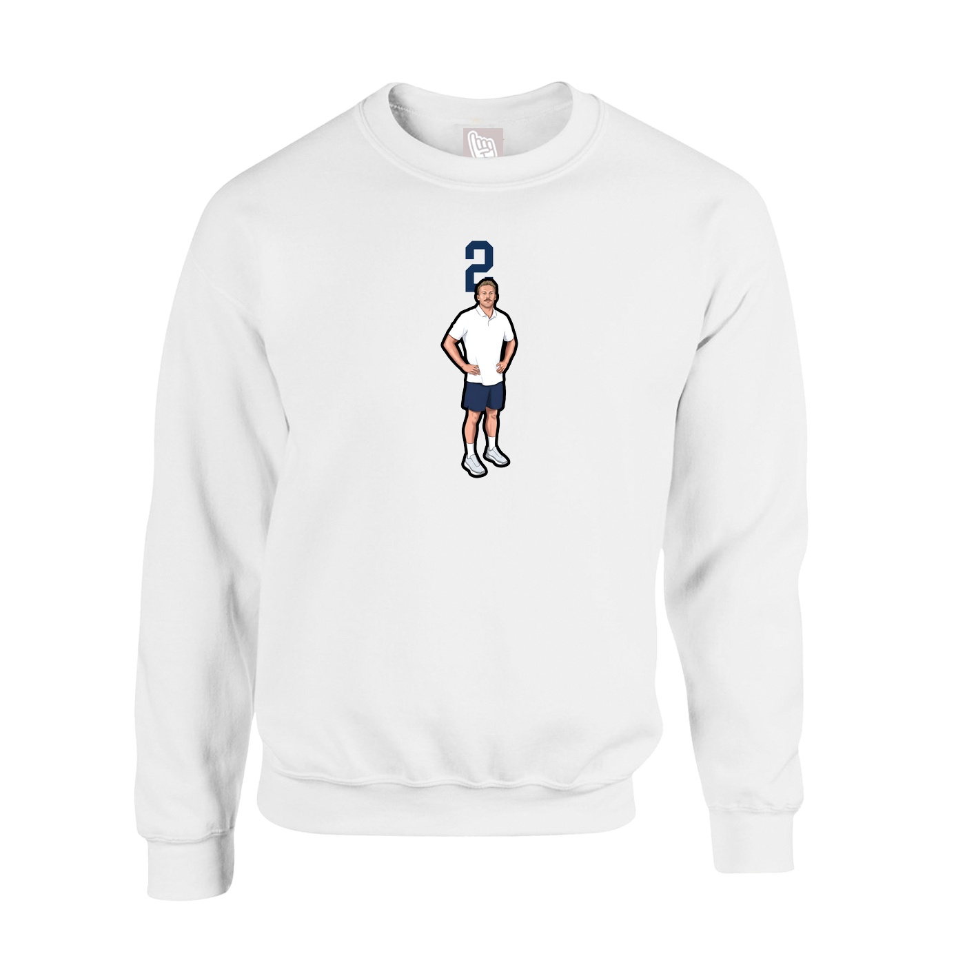 Fleece Crew — Number Top in White