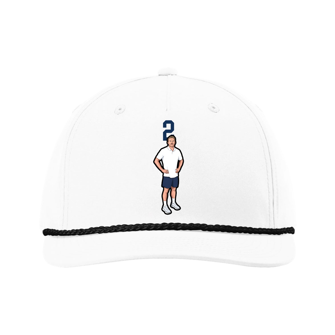 Five-Panel Classic Rope Cap — Number Top in White