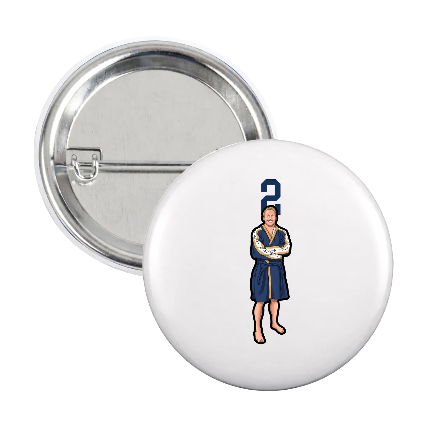 Game Day Button — Number Top in White
