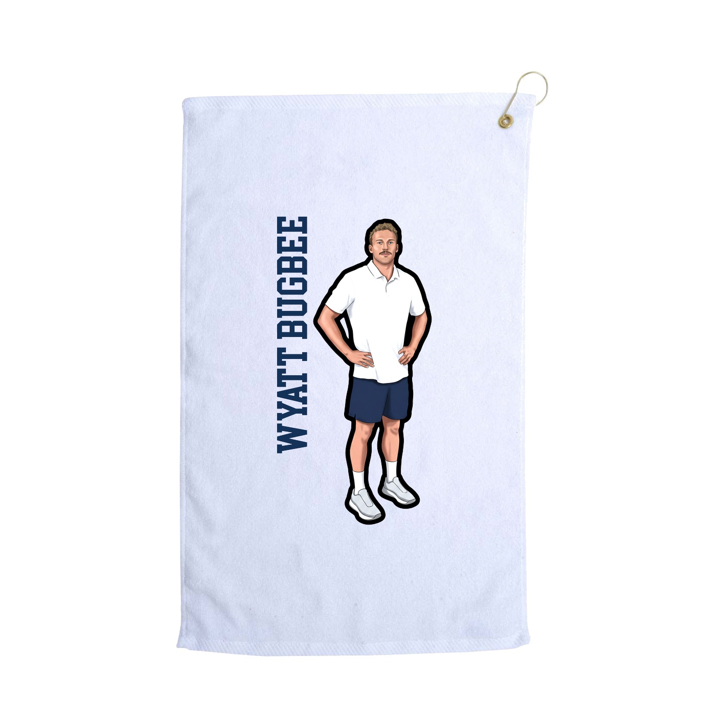 Golf Towel — Name Vertical in White