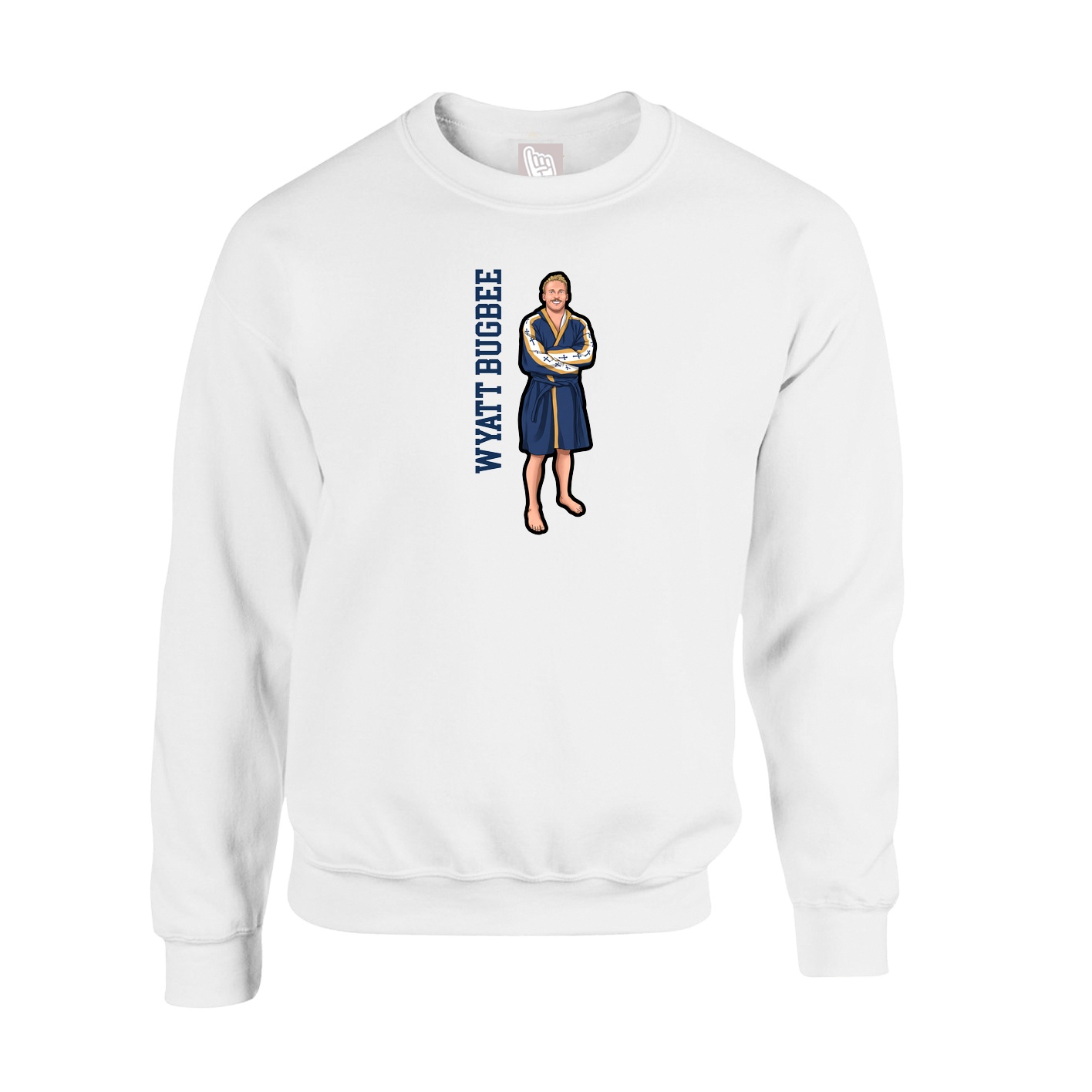 Fleece Crew — Name Vertical in White