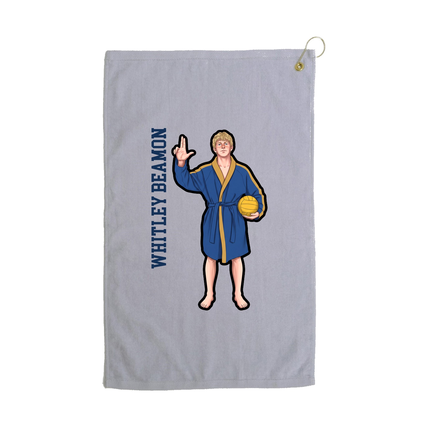 Golf Towel — Name Vertical in Grey