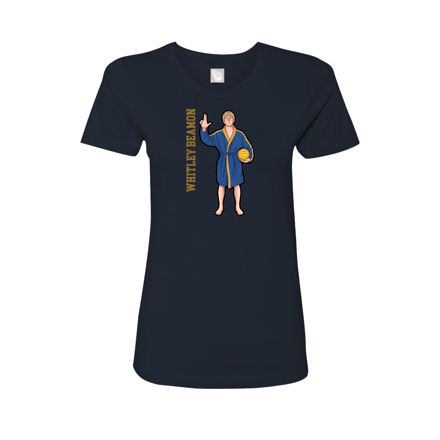 Fitted Women's Tee — Name Vertical in Navy