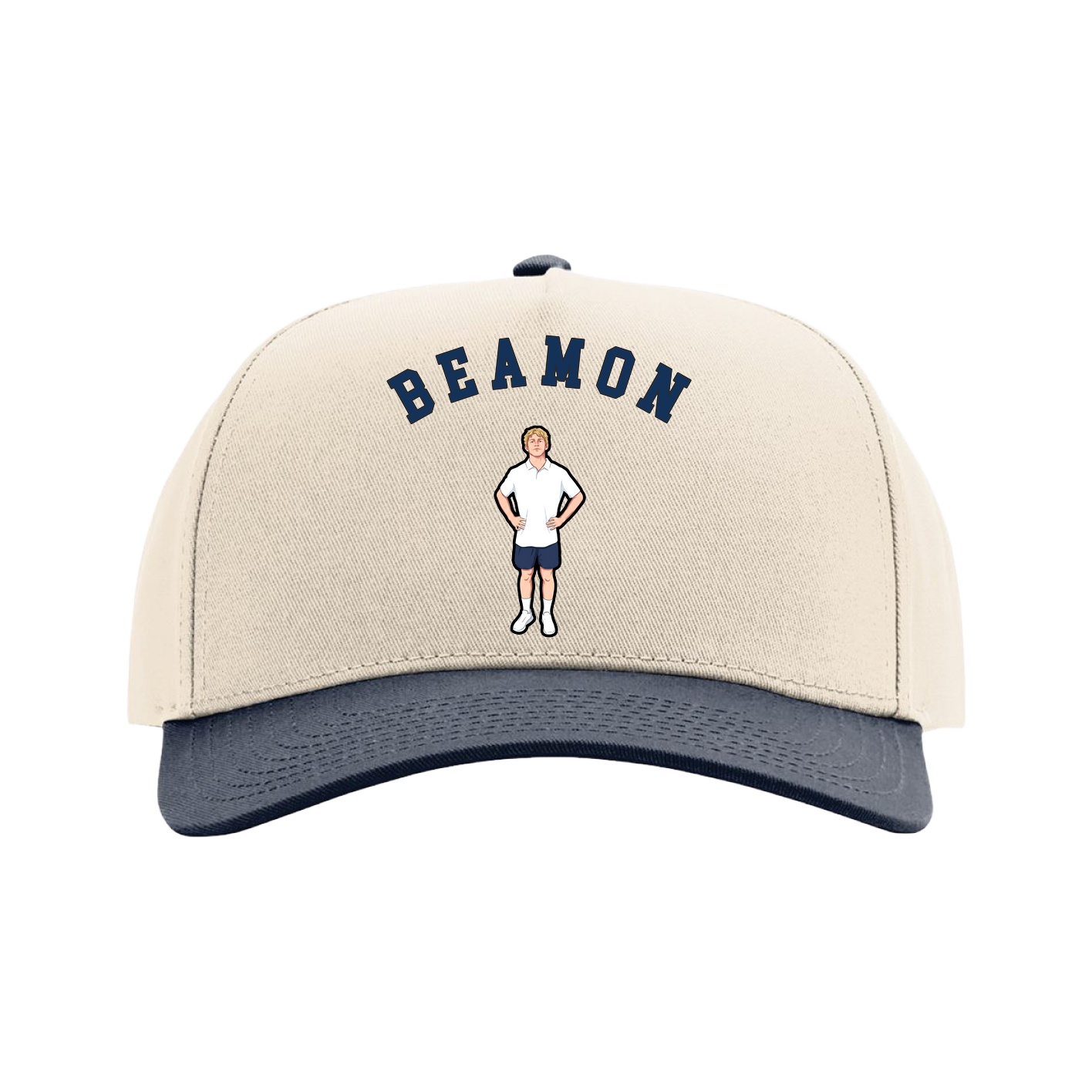 Full Fabric Five-Panel Champ Cap — Shirsey Arch in Cream/Navy