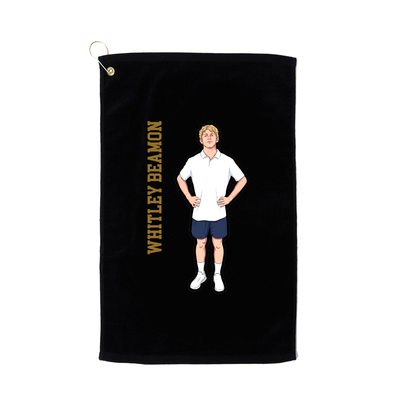 Golf Towel — Name Vertical in Black